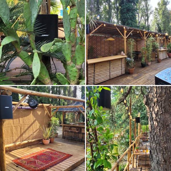 Aménagement extérieur avec du matériel BOSE 